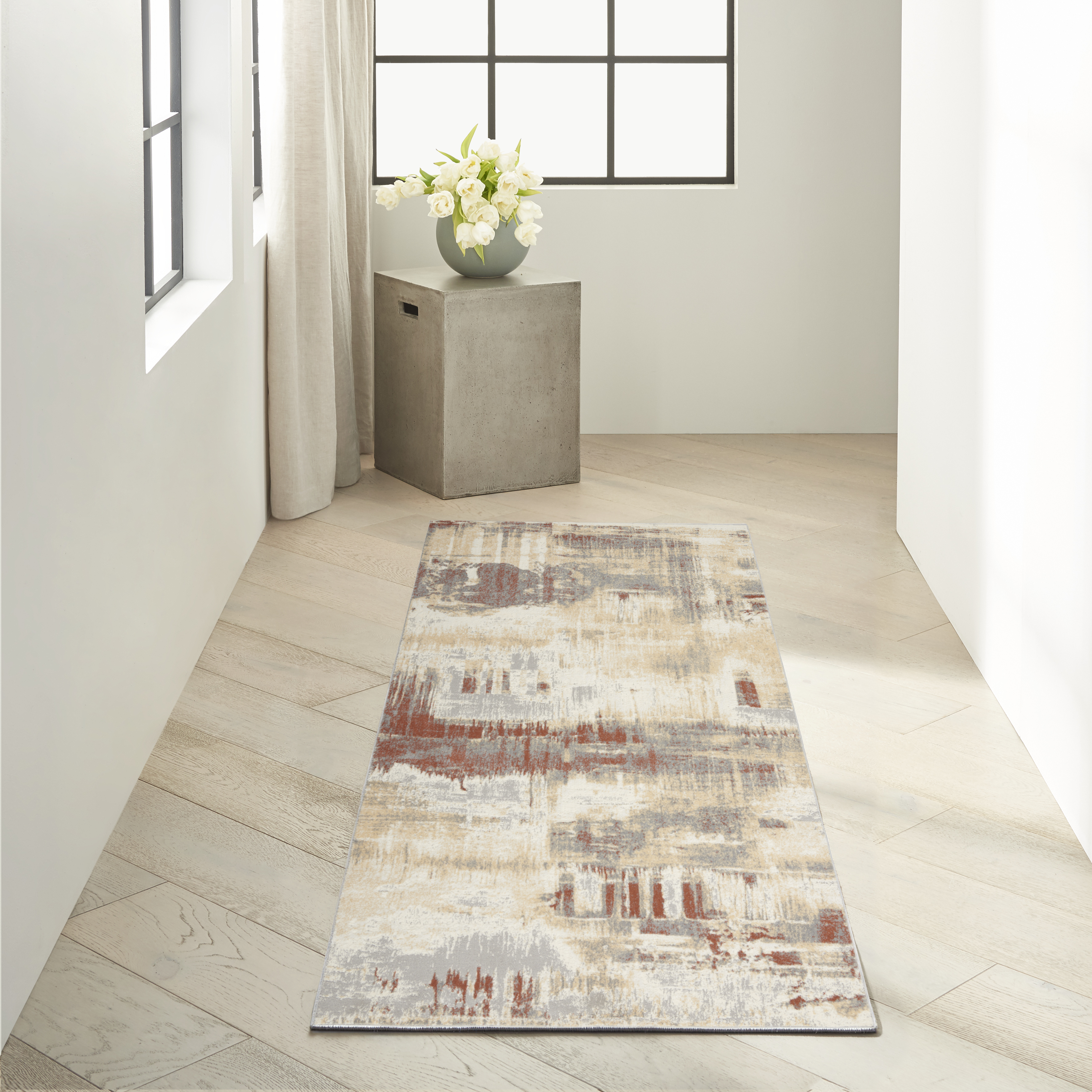 Echo Gyrus Gray Rust Nourison Area Rug