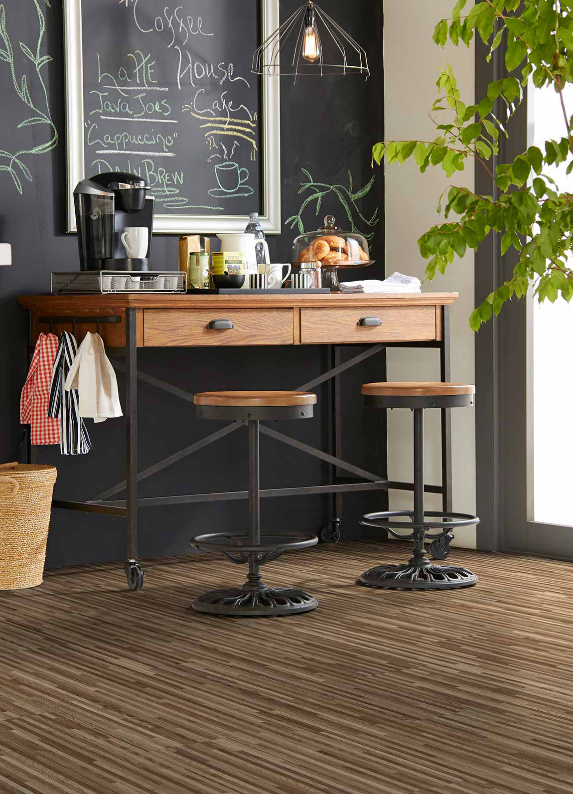 Luxury vinyl floors in a cafe.