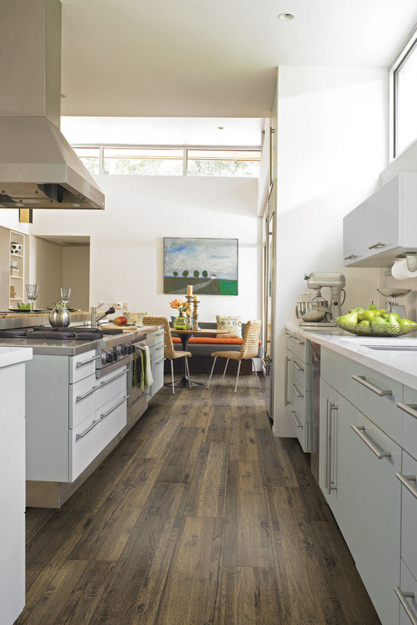 modern kitchen with vinyl floors