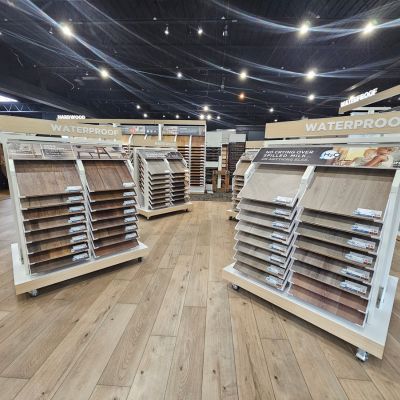 Waterproof flooring display at our Kalamazoo showroom LVP floors