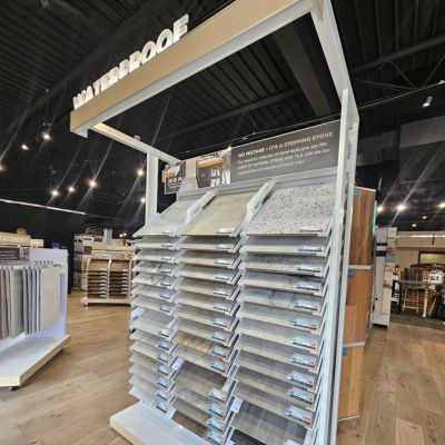 waterproof LVT flooring display at Modern Flooring America
